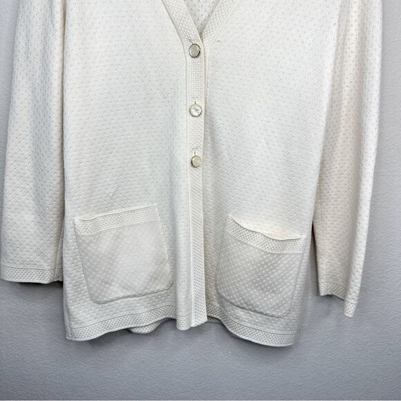 Vintage ESCADA Margaretha Ley Wool Blend Ivory Pockets Buttons Cardigan Size L - Picture 7 of 13